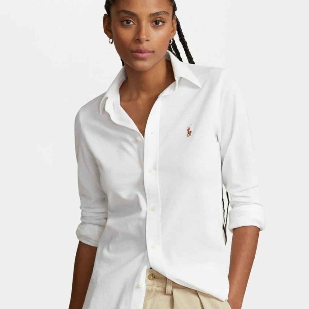 POLO RALPH LAUREN CLASSIC FIT BUTTON DOWN OXFORD SHIRT WOMEN'S SIZE 0 WHITE NEW